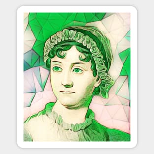 Jane Austen Green Portrait | Jane Austen Artwork 8 Sticker